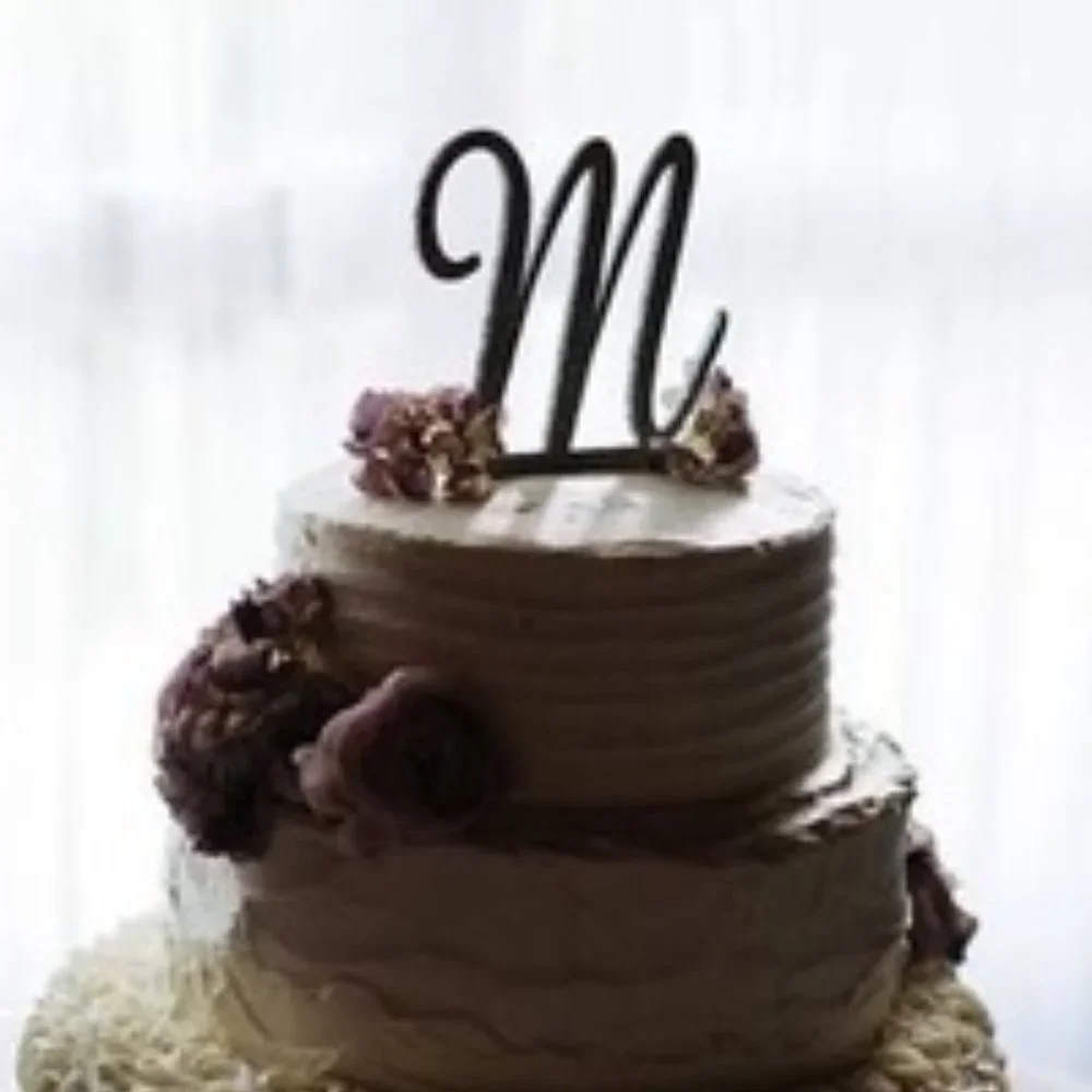 Wedding Cake Topper Silver Glitter Monogram Initial “M” Craft Art